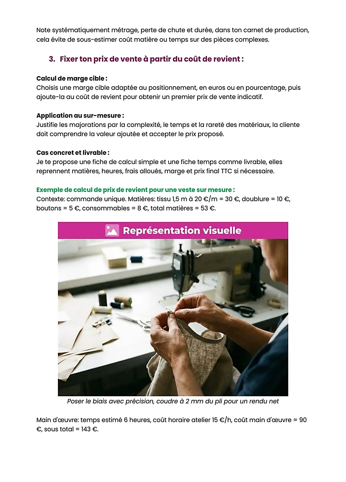 Example Fiche de Révision BP Tailleur Dame